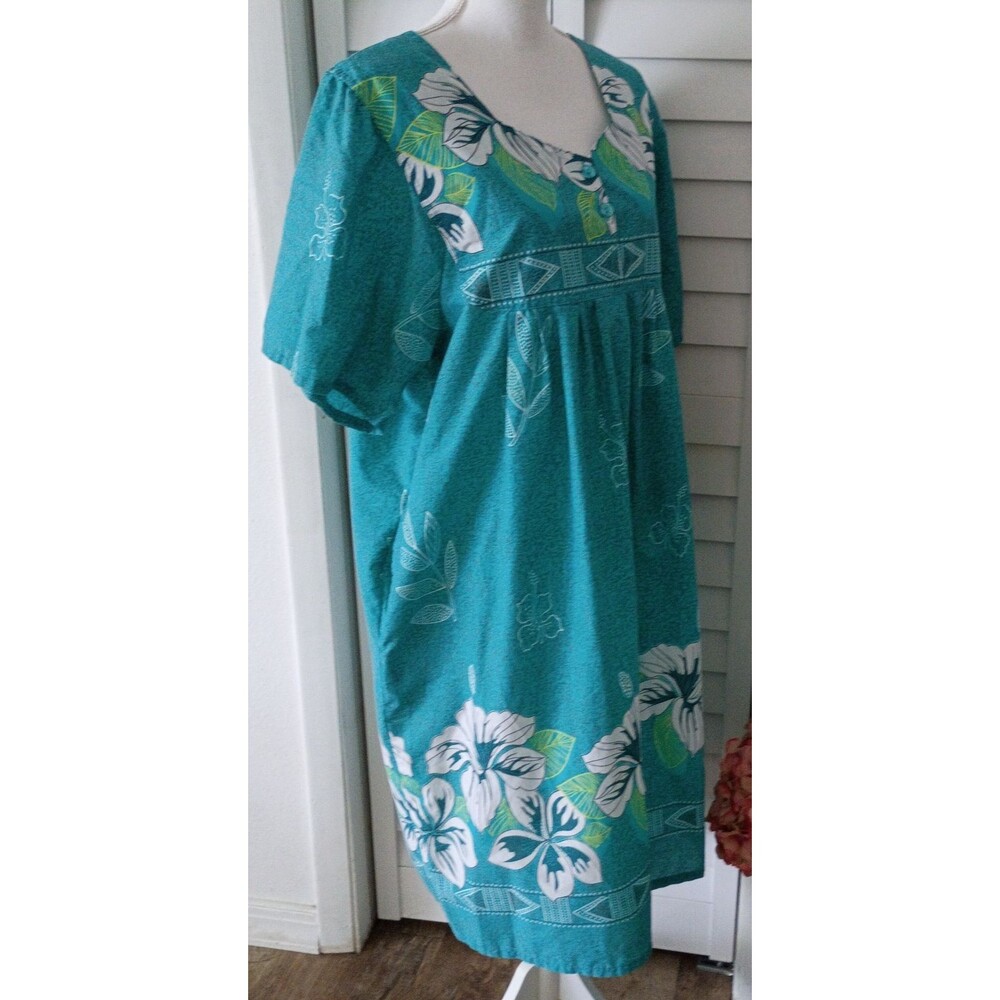 Anthony Richards Hawaiian Print Short Sleeve Muumuu Housedress Pockets XL - Picture 3 of 7